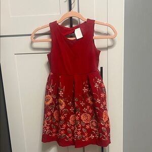 Bonnie Jean Red Floral Embroidered Dress